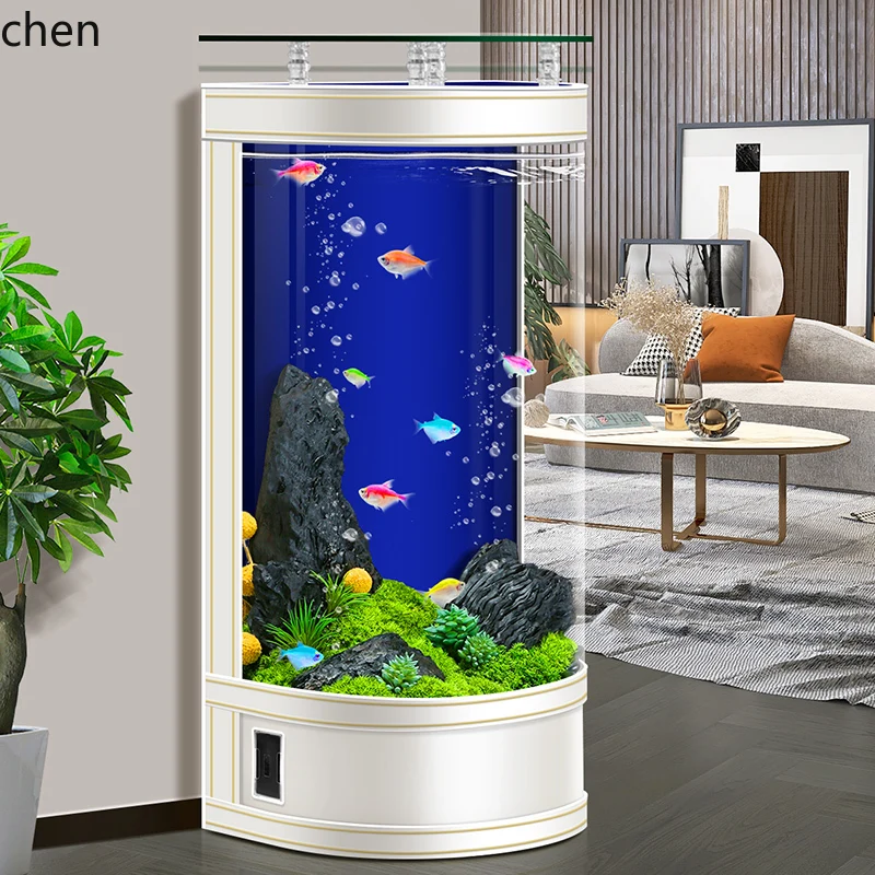 

HTT semi-circular fish tank living room floor-to-ceiling small and medium-sized vertical new ecological water-free
