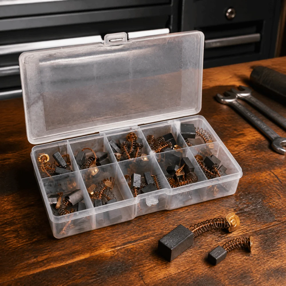 40PCS Electric Motor Carbon Brushes Assorted Sizes Storage Box Motor Carbon Brushes Carbon Brushes Set Power Tool Repair