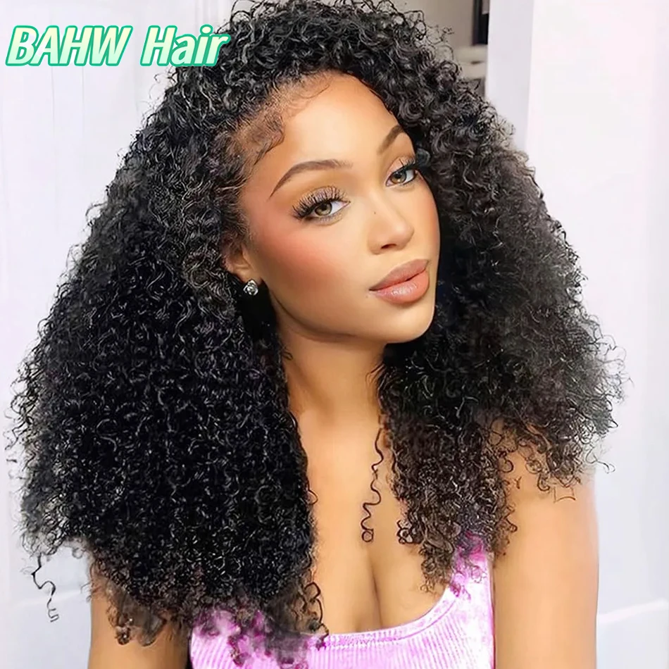 Peruvian Hair Half Wig Kinky Curly Glueless Wig 3 IN 1 Half Wig With Drawstring Seamless Clip Ins Flip Over Kinky Curly Half Wig