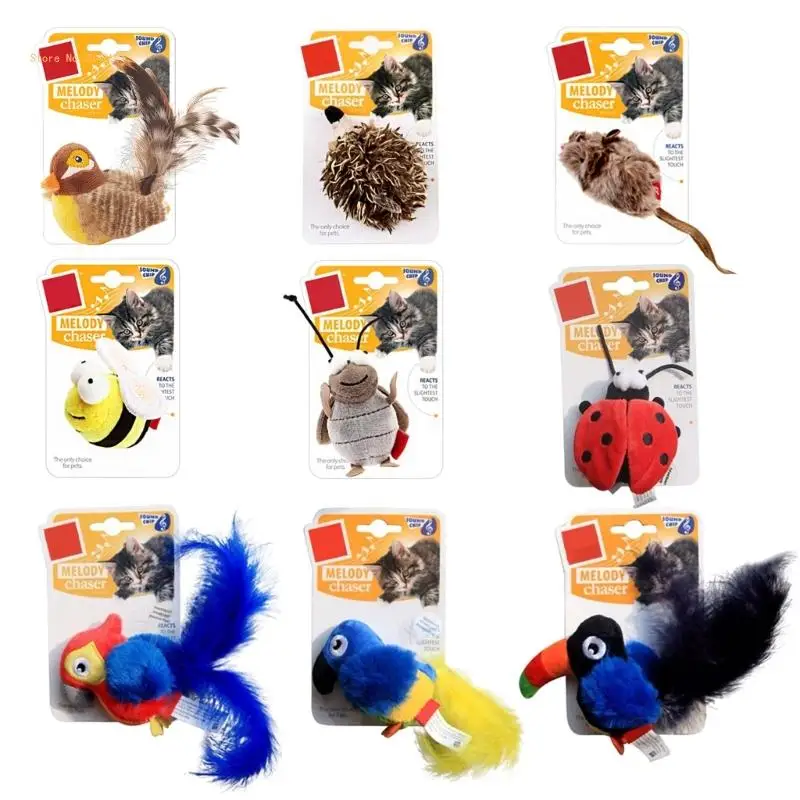 

Pet Teasing Toy Electric Squeaky Simulation Bird Toy Kittens Chirping Bird Toy Dropship