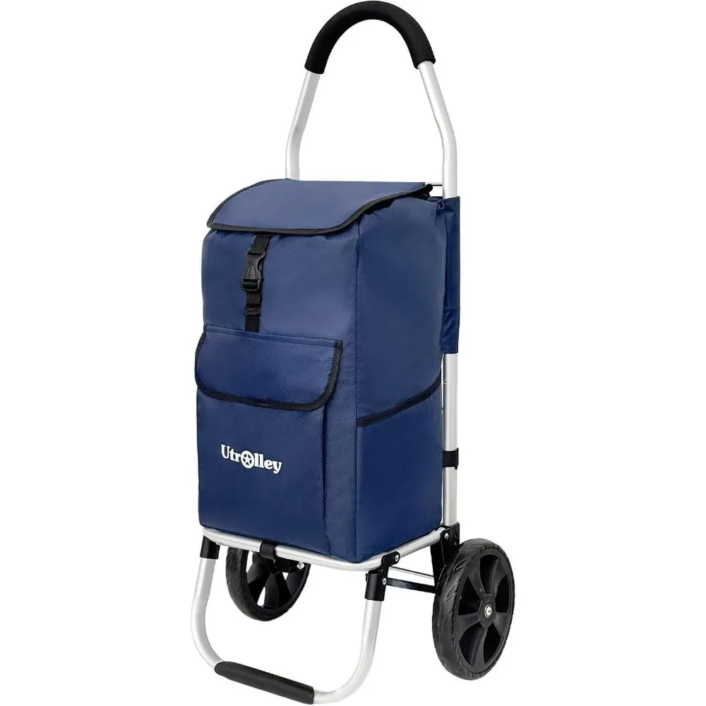 

Blue Foldable Shopping Cart with 42L Capacity, Removable Bag, Durable Frame for Groceries and More