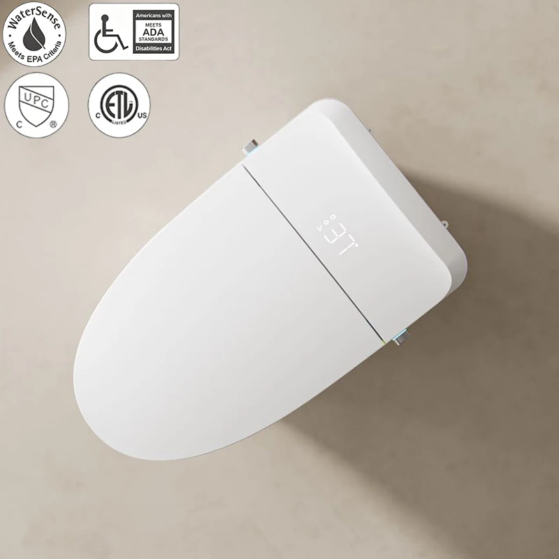 Smart Toilet Ceramic Fully Automatic Flip Cover High-Speed Drying Seat Heating Night Light Included No Water Pressure view 3