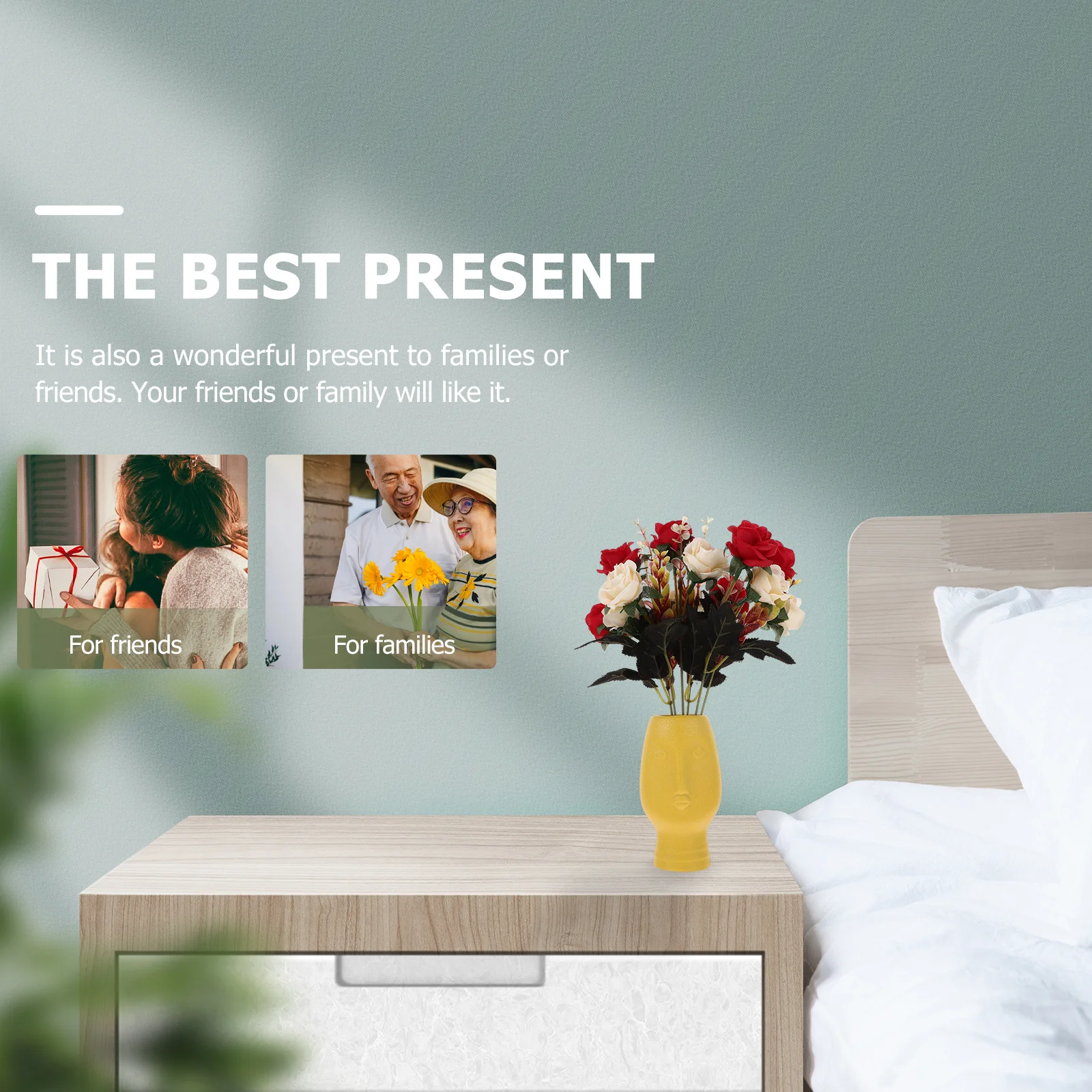 

Abstract Face Ceramic Vase Vintage Flower Vase for Plants Dried Flowers Centerpiece Decor Living Room Bedroom Balcony