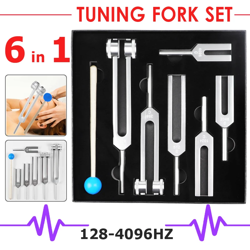 

6PCS Medical Neurological Massager Mallet Chakra Hammer Tuning Fork for Sound Healing Therapy Health Nerves System Test Tool Set