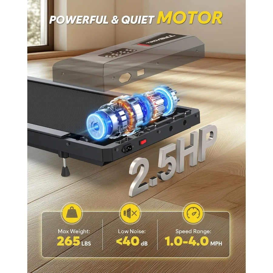 جهاز مشي محمول تحت المكتب للاستخدام المنزلي والمكتبي مع 10 منحدر يدعم ما يصل إلى 320 رطلًا وسرعة قابلة للتعديل والميل عبر أ