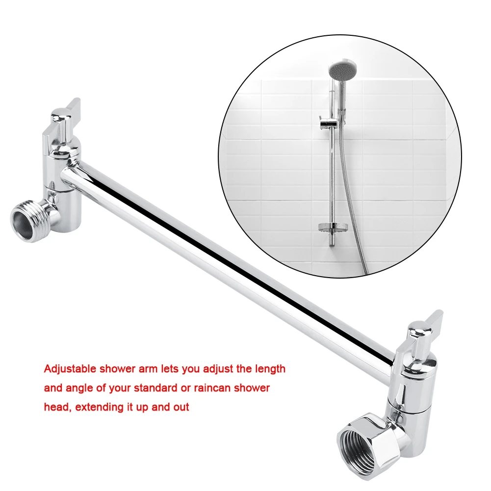 

Adjustable Shower Arm Universal Arch Design Connection Solid Copper Shower Adjustable Angle Anti-leak Shower Extension Arm