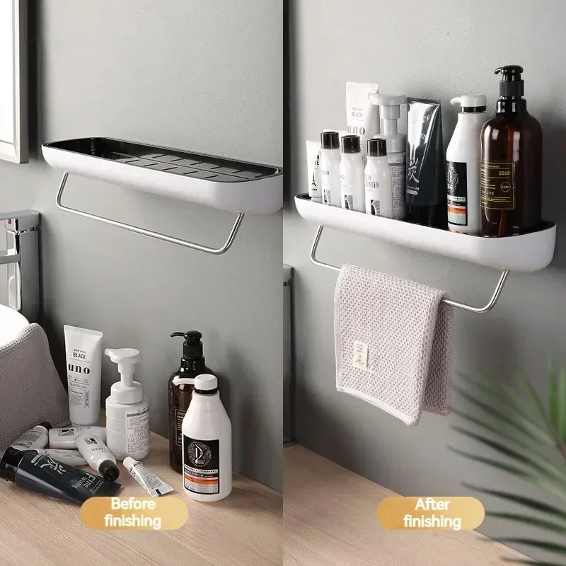 Bathroom storage rack Shower Storage Rac black/grey No dimonds punch-free hanging storage rack ABS material bathrom shampoo rack