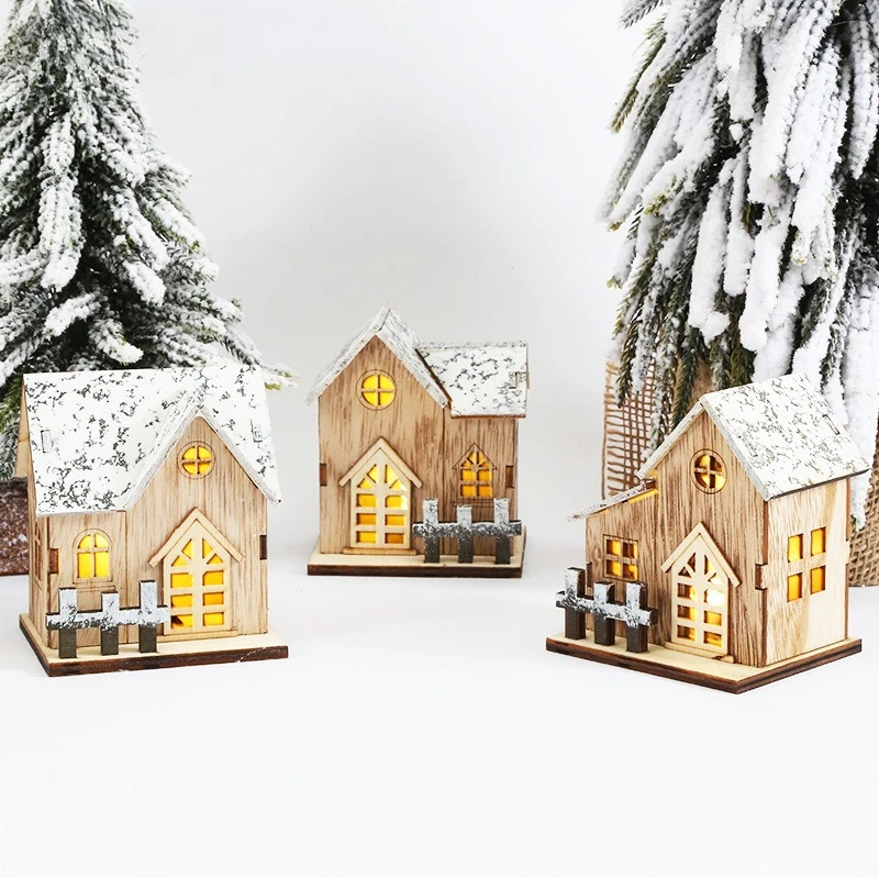 

Christmas Ornaments Christmas Decorations Luminous Chalets LED Wooden Christmas Houses Ambient Tabletop Ornaments Party Games