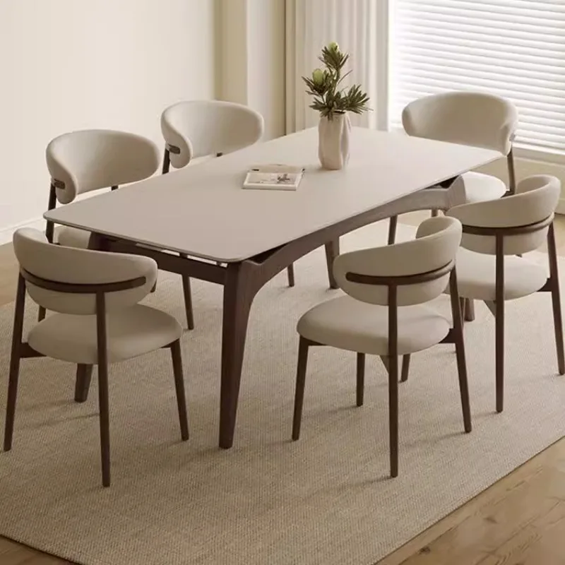

Solid Wood Rock Nordic Dining Table Square Home Office Modern Console Dresser Coffee Table And Chair Combination Table Furniture