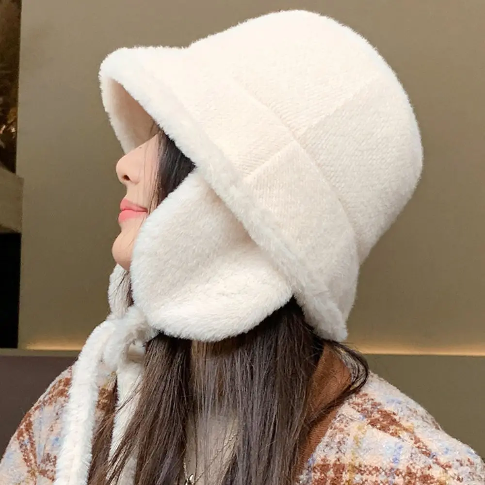 الموضة بلون الشتاء قبعة تدفئة حماية الأذن صوف مبطن المرأة قبعة الجولف نسيج القطن الفراء قبعة الشتاء الملحقات