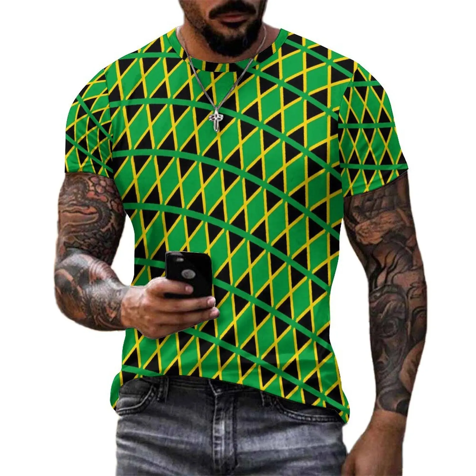 Jamaican Flag T-Shirt For Man Jamaica Fashion O Neck T Shirts Original Vintage Tops Short Sleeve Classic Oversized Tees Gift