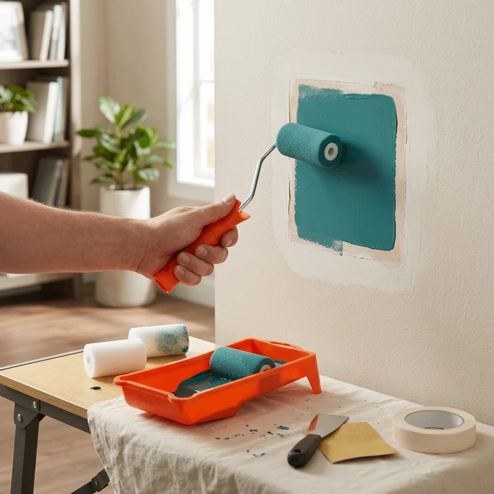 2Inch Paint Roller Set Anti-Drip Smooth Foam Roller Brush Kit Multifunctional DIY Wall Painting Tools for High Ceiling