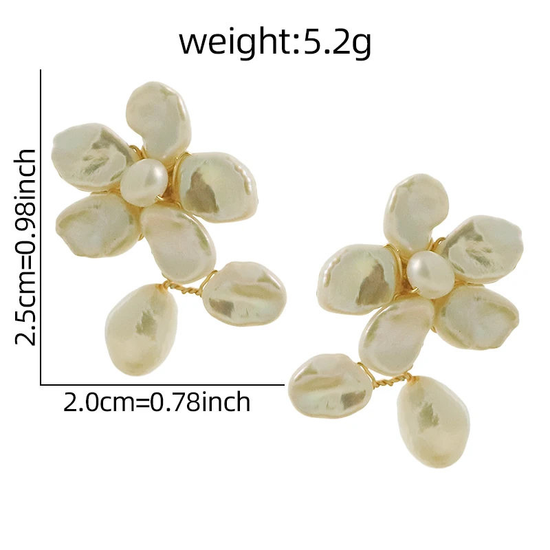 Genuine Baroque Freshwater Pearl Flower Earring for Women Daily Wedding Gift Original Design Handmade Woven Earring Fashion Jewe view 6