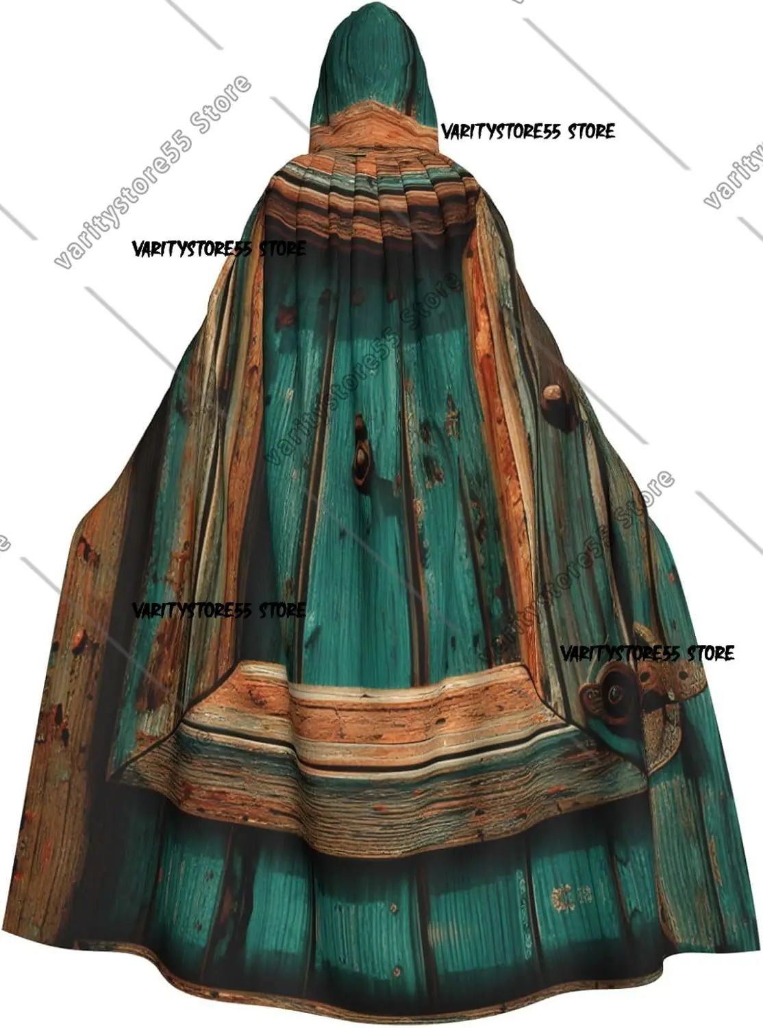 

Накидка унисекс с капюшоном и принтом деревянной двери в деревенском стиле, идеально подходящая для ролевых костюмов на Хэллоуин