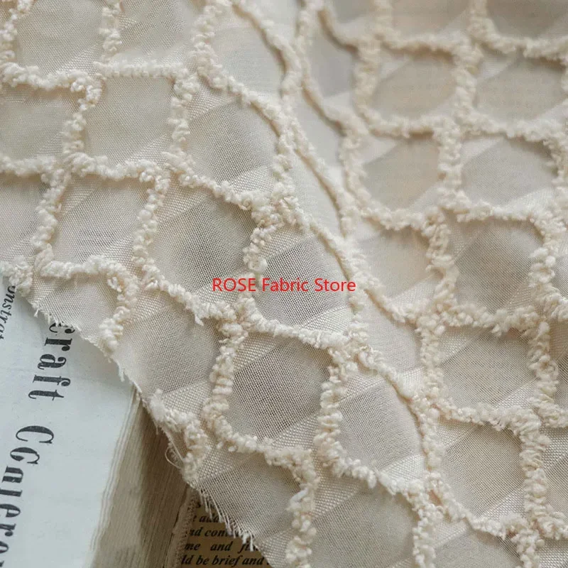 

Vintage Checkered Plush Fabric For Bridal Gown, Shirts, Spring Dress, Party Dress,Evening Gowns