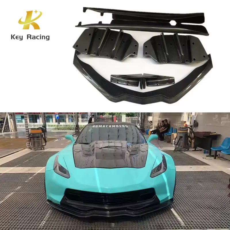 For Chevrole Corvette C7 2013-2019 High Quality Carbon Fiber Body Kit Front Bumper Lip Side Skirts Rear Diffuser