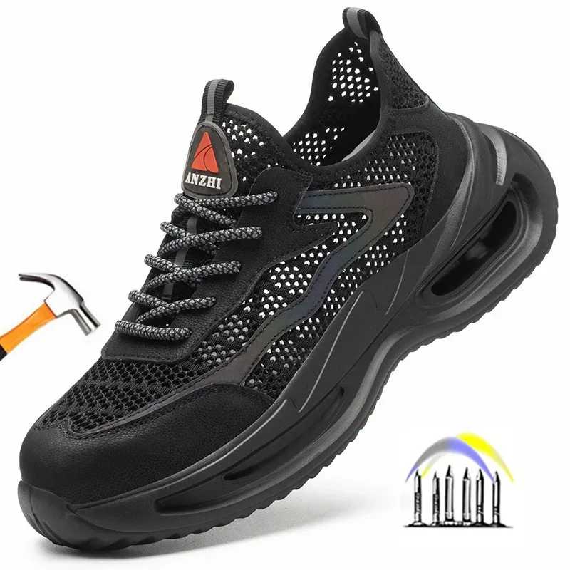 

Casual Sneakers Summer Breathable Work Shoes With Iron Toe Anti Puncture Security Sneakers Men -slip Lightweight Safety