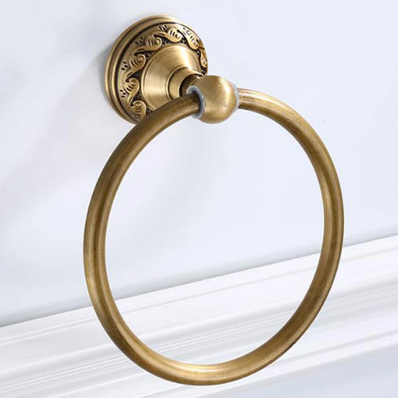 Bathroom Towel holder, Aluminium Wall Mounted Round Antique Brass Towel Ring Towel Holder Classic Bathroom Accessories