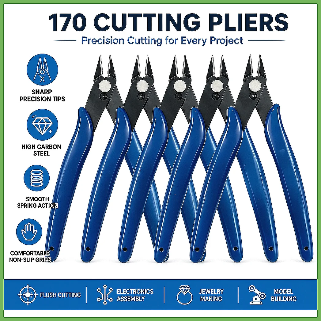 Blue Electrician Pliers Carbon Steel Wire Cable Cutters Side Snips Flush Nipper Hand Tool for Electrical Work Home Repair