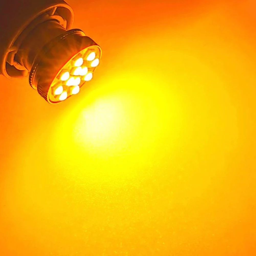 LED arancione 12SMD BAY15D 1156 P21W DRL Indicatori di direzione Lampadine di parcheggio per camion auto P21W BAY15D 1156 1157 7440 3157 T20