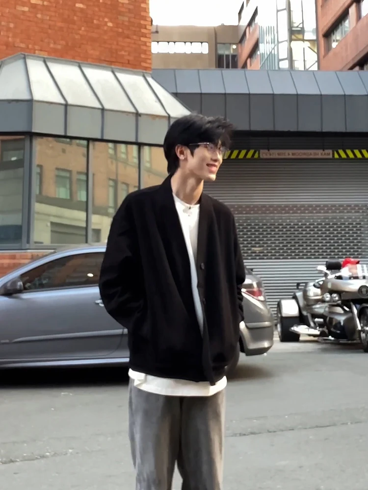 

Мужская вязаная куртка Bla V-Ne, свободного кроя, для весны и осени, повседневная, в американском стиле, верхняя одежда для пар, молодежная мода