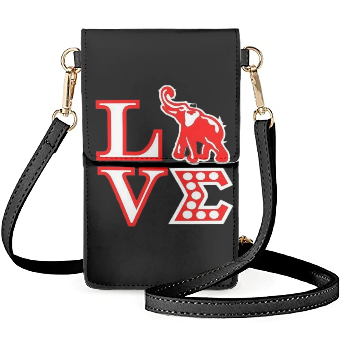 FORUDESIGNS Shoulder Leather Bags Greek Letter Crossbody Flap Phone Bag Multiple Pockets Messenger Love Creative Organizations