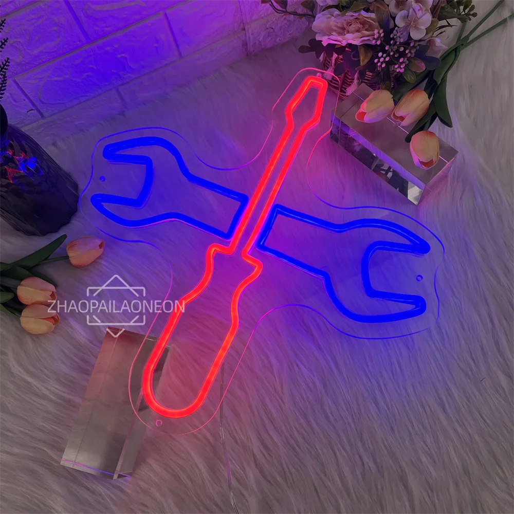 Auto Repair Shop Neon Sign Lights for Tools Room Wall Decor Hardware Shop Open Welcome Sign Neon Led Business Lights USB