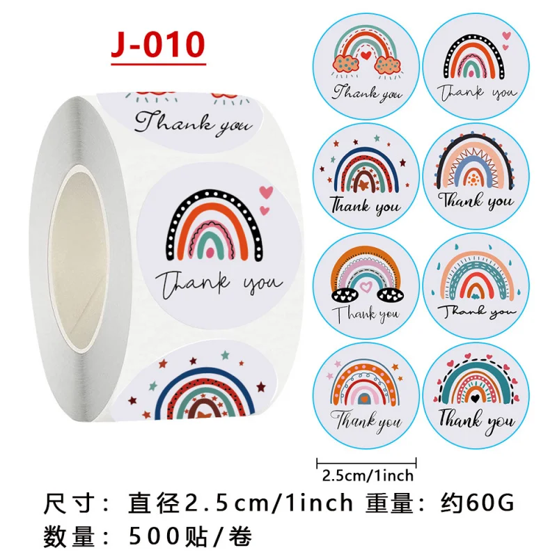

Новые радужные наклейки-стикеры в рулоне, самоклеящиеся праздничные этикетки для подарков, разноцветные декоративные наклейки для декора