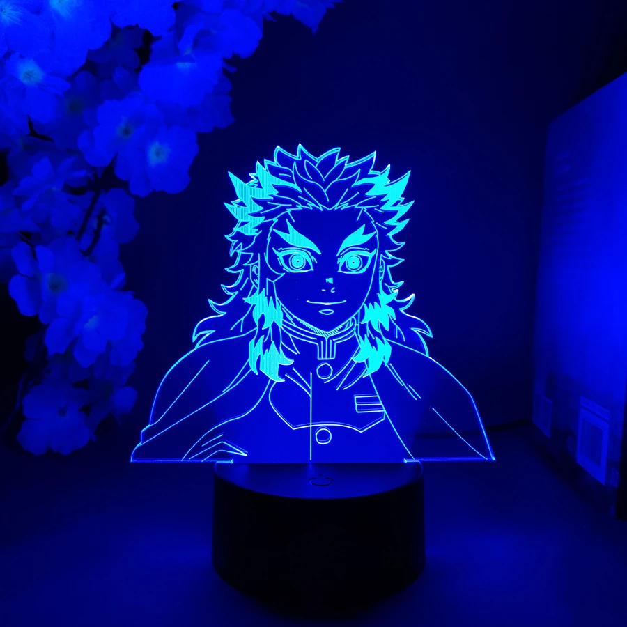 Rengoku Kyojuro Led Anime Light Demon Slayer Action Figure Child Bedroom Decor Birthday Gift Manga Night Lamp Kimetsu No Yaiba