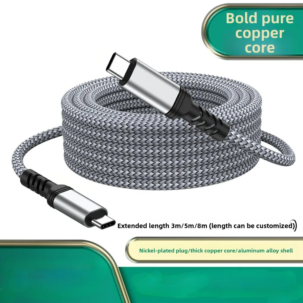 Dual Type-C Braided Durable Data Cable Extra-Long Fast-Charging&High-Speed Compatible with Samsung&Apple Laptops (for Charging)