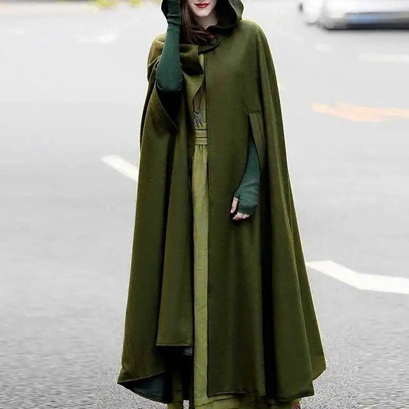 ยุคกลางGothicเสื้อคลุมบางCoat Assassinบทบาทเล่นแฟชั่นเสื้อคลุมแขนยาวRetroหญิงแวมไพร์Devil Cape
