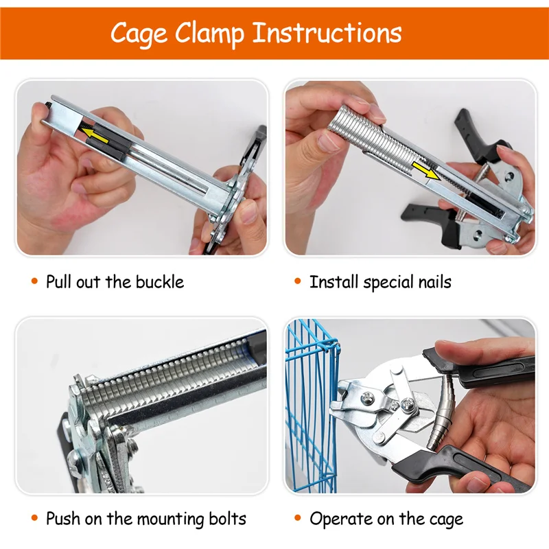 Animal Cage Hog Ring Pliers Blcak Fastening Clamp and 600Pcs M Clips Installation Kit Chicken Rabbit Mink Fox Bird Dog Cage
