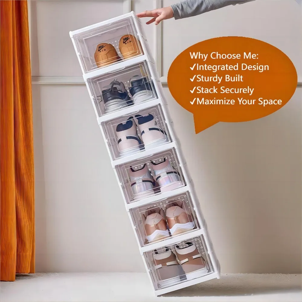 Folding Shoes Rack Closet Transparent Stackable Boots Storage Rack Plastic Clear Narrow Vertical Shoes Shelf Cabinet Organizer