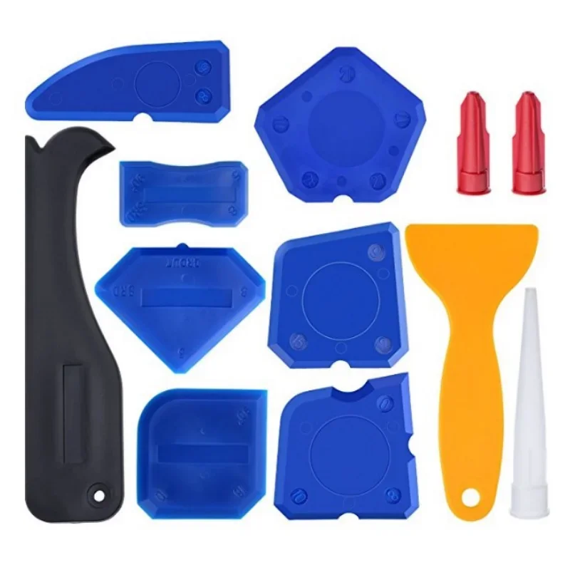 12Pcs Caulking Tool Kit Silicone Joint Sealant Spreader Spatula Scraper Edge Repair Tools Floor Tile Edges Cleaner