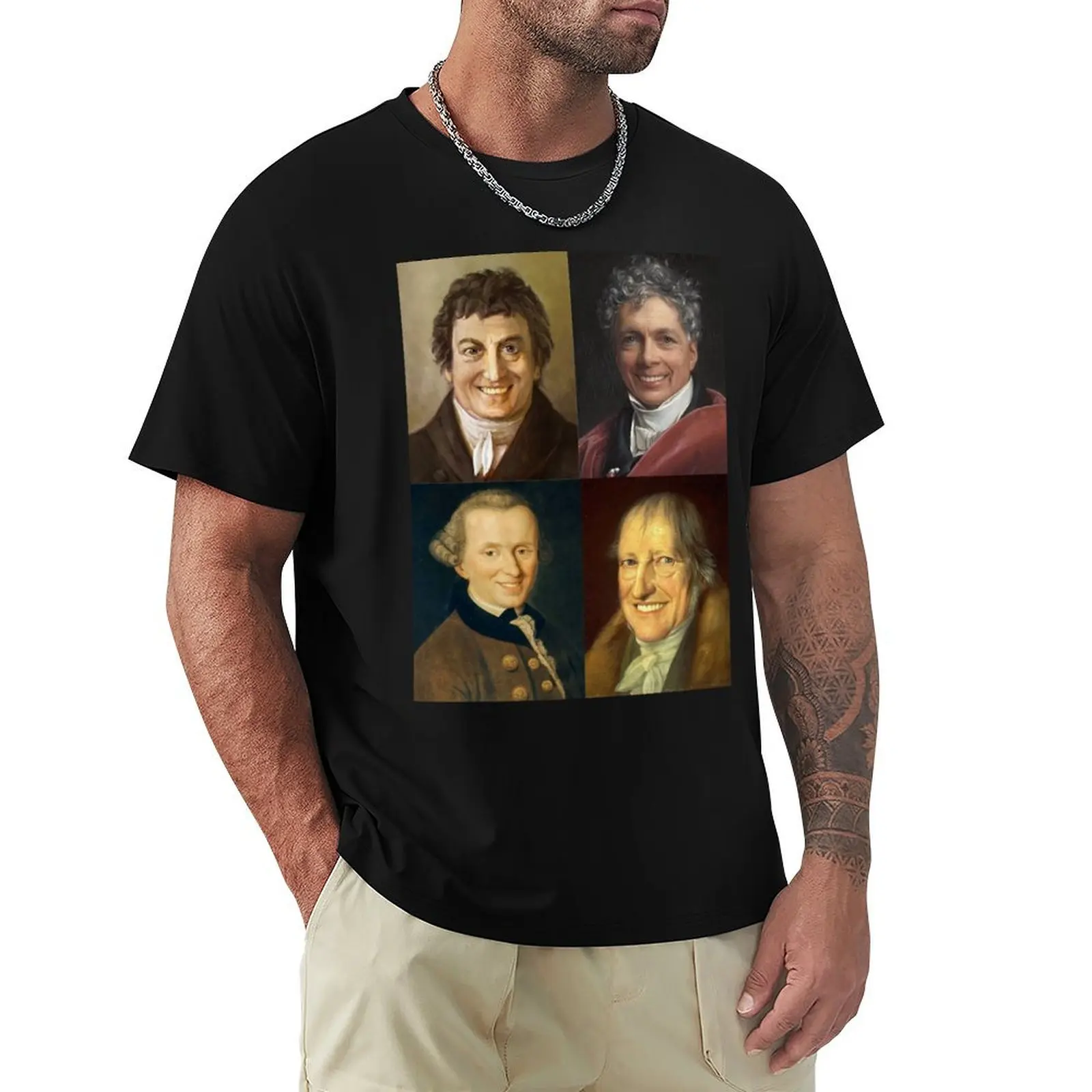 Camiseta de manga corta con estampado de idealismo alemán - Hegel, Kant, Fichte, Schelling, para correr y hacer deporte