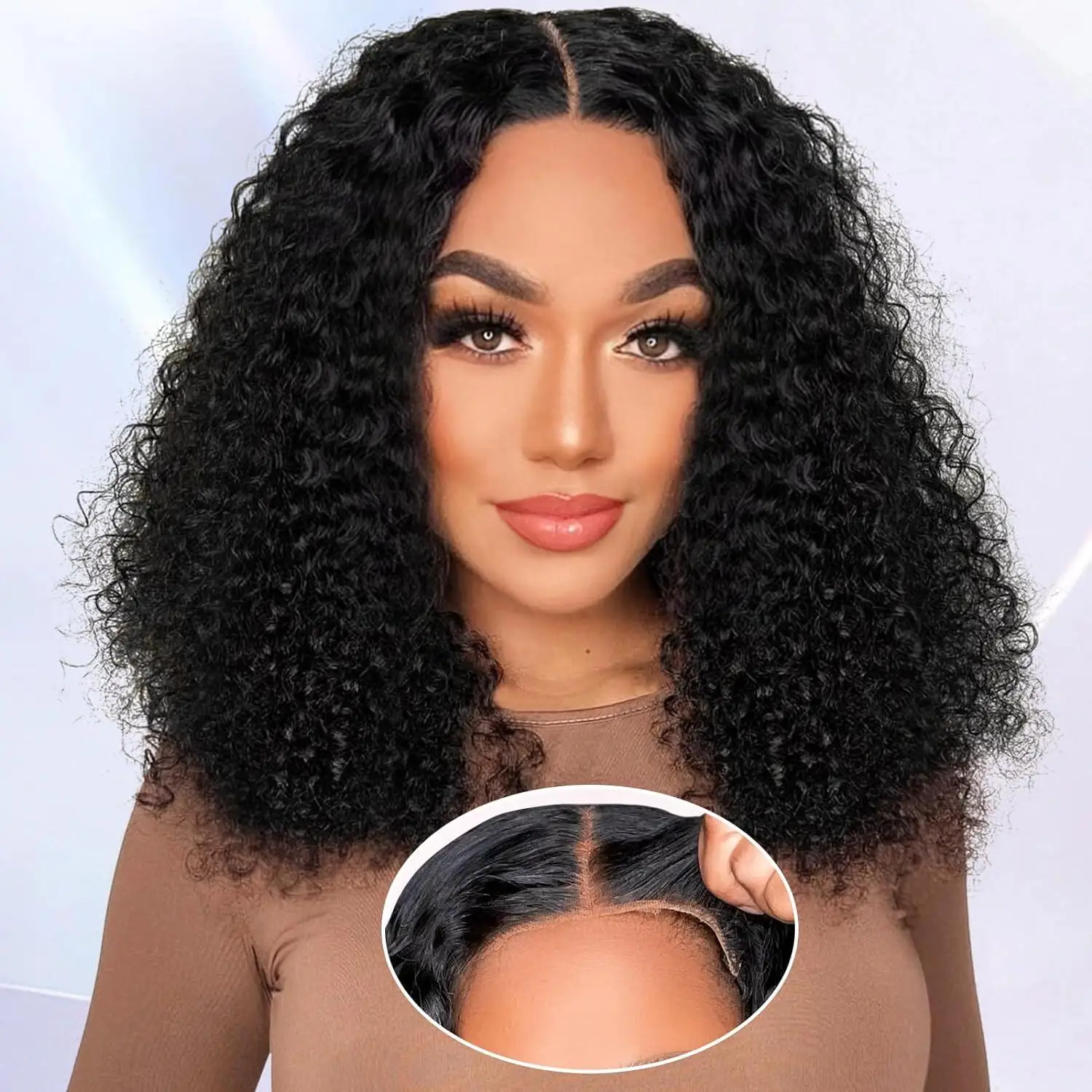 Glueless Wear and Go Kinky Curly Bob Wigs Human Hair 4X4 Lace Wig Brazilian Hair Ready To Wear 10-16 Inches Short Curly Bob Wig