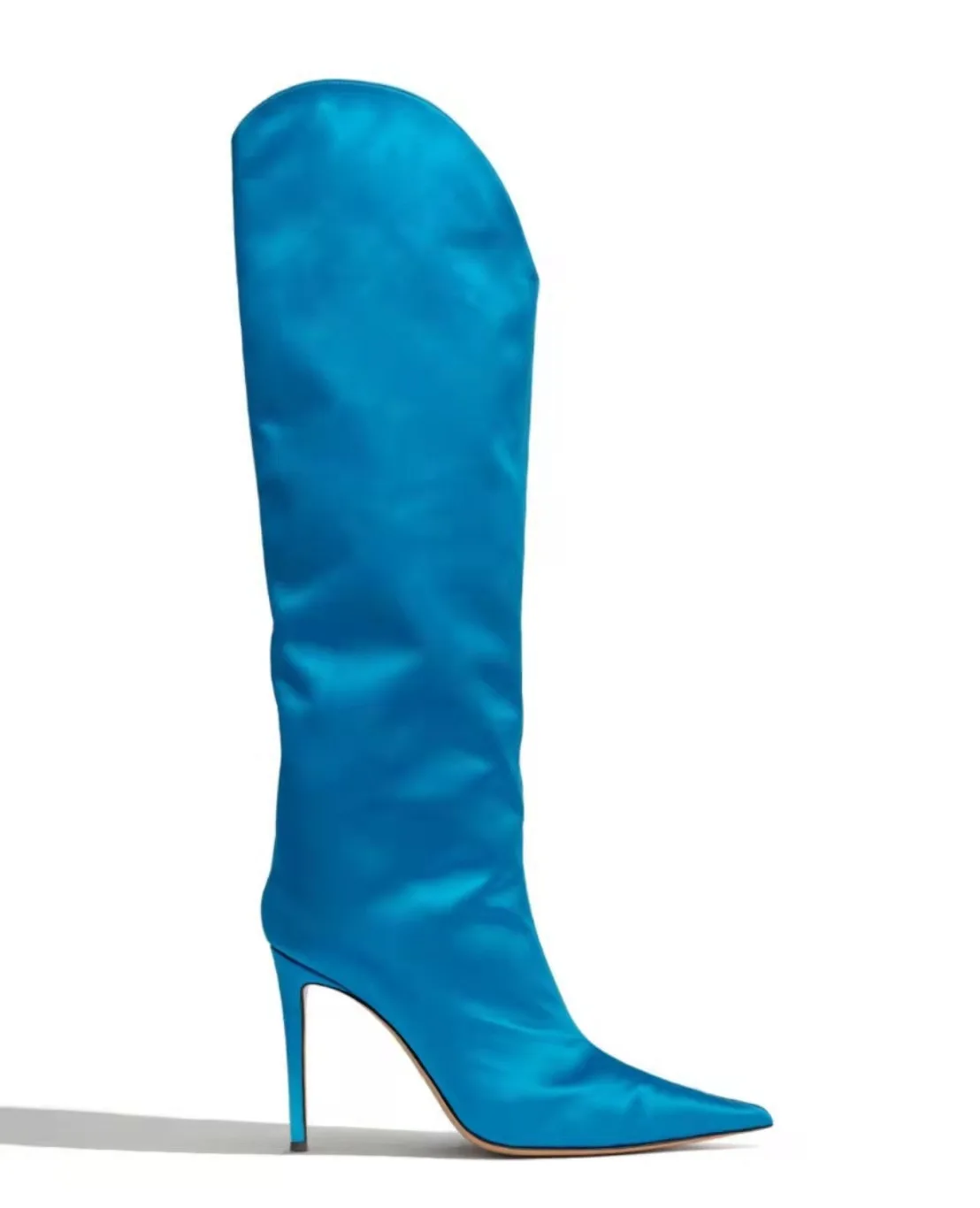 

Blue Tall Women Boots Pointed Toe Knee High Slip On Winter Boots Sexy Nightclub Shoes Long Zapatillas Mujer