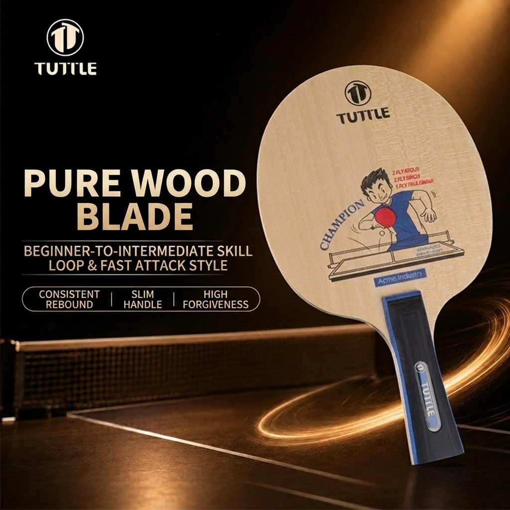 Tuttle Table Tennis Blade, 5-Layer Pure Wood Table Tennis Racket, Beginner Training Table Tennis Paddle