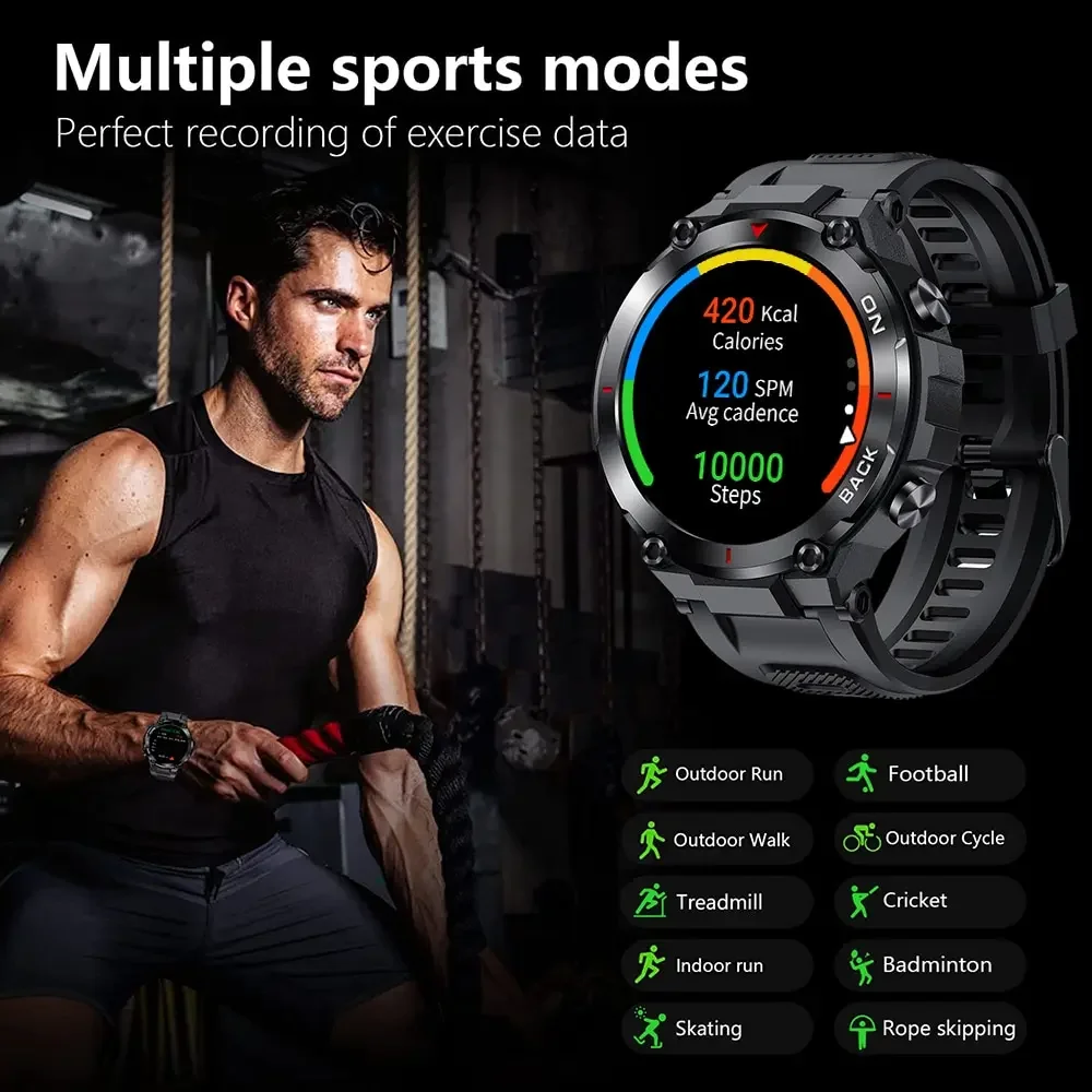 Reloj inteligente con GPS para hombre, pulsera de Fitness para deportes al aire libre, frecuencia cardíaca, presión arterial, resistente al agua IP68, para Android e IOS