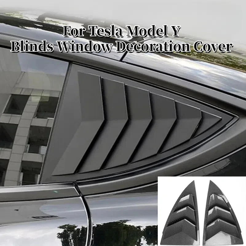 For Tesla Model Y Blinds Window Decoration Stickers Rear Triangle Window Spoiler Louver Shutter Cover Car Modification Accessory