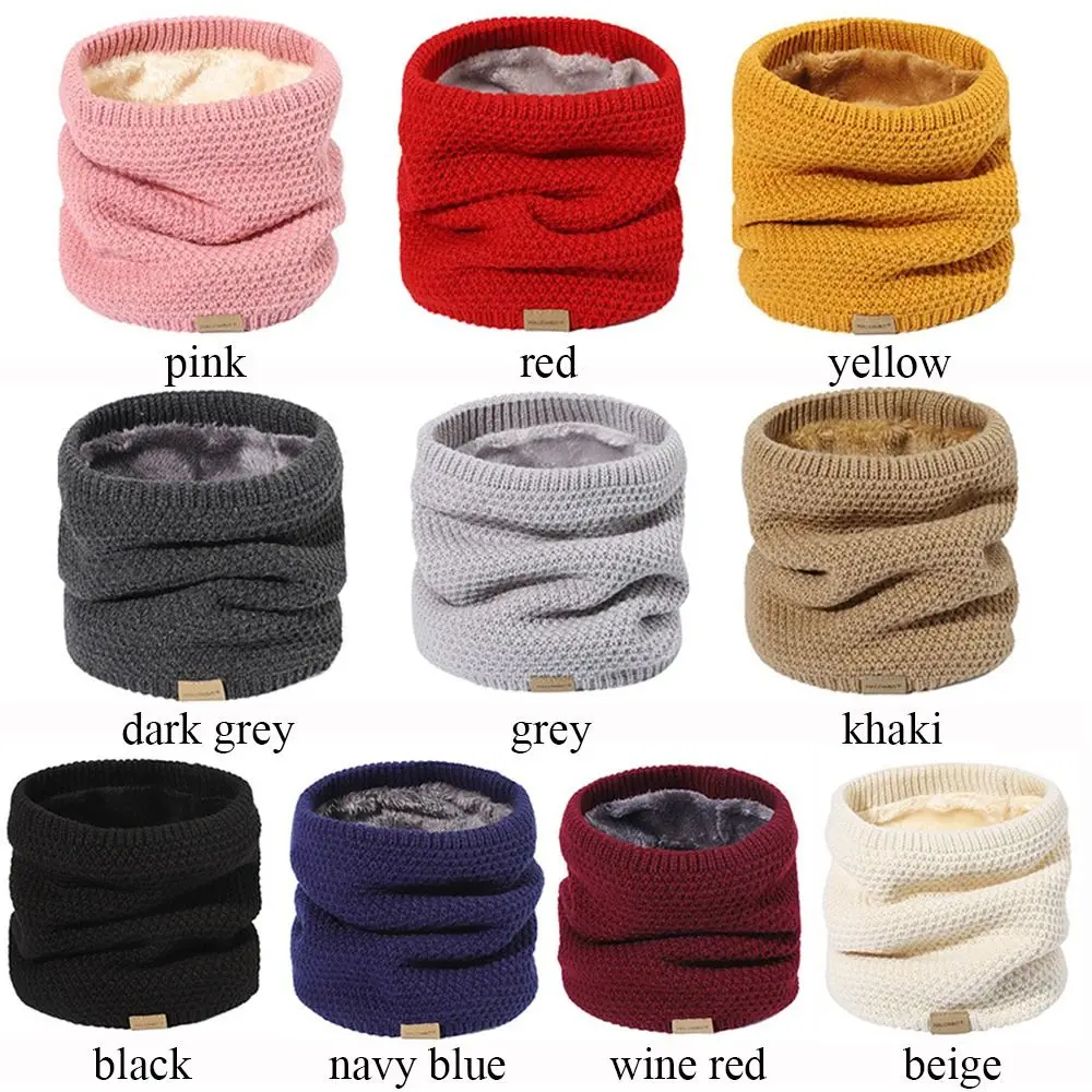 Casual Thickened Lining Neck Gaiter Knitted Keep Warm Ski Tube Scarf Cold-proof Collar Men & Women