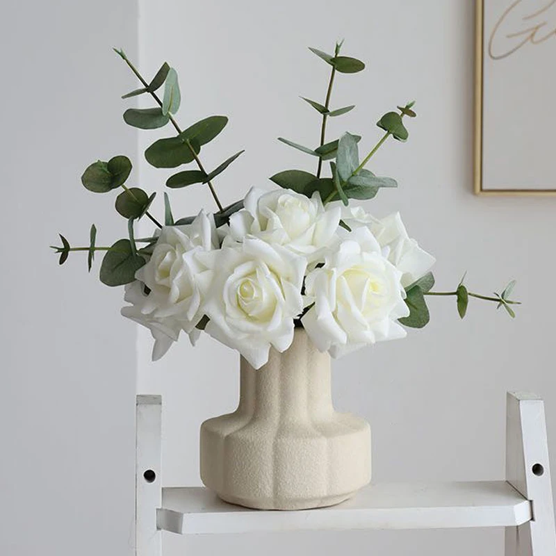Artificial Roses Bouquet Short Stem Moisturizing Touch Roses for Home Decor Wedding Table Centerpiece Bridal Shower Decor Flower - view 4