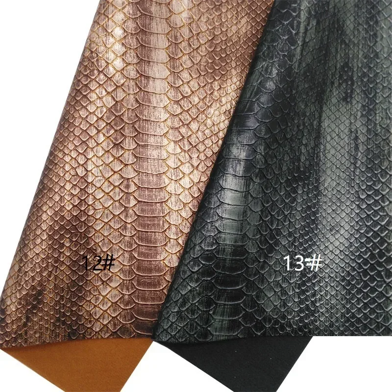 30X134CM Mini Rolls Metallic Snake Embossed faux leather for bags garments upholstery DIY Vintage Synthetic Leather  HQ237