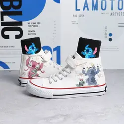 Dziecięce brezentowe buty Disney Cartoon Lilo i Stitch sportowe buty dziecięce modny nadruk białe buty chłopięce buty do tenisa rozmiar 26-37