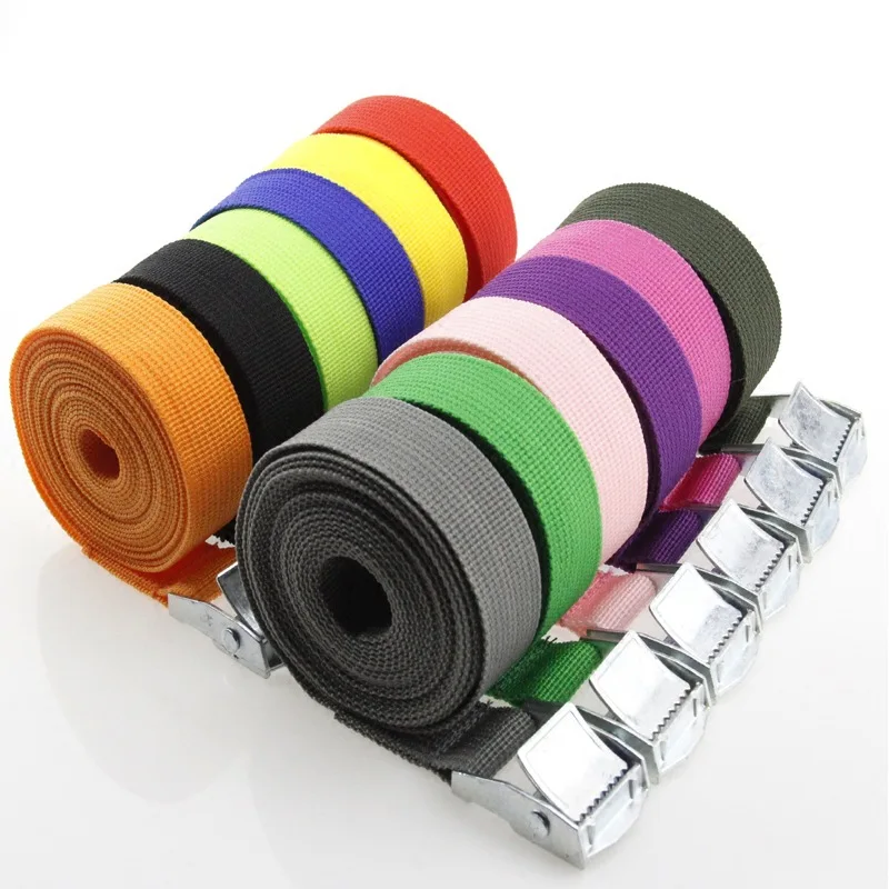 Heavy Duty Cargo Tie Down Strap with Metal Buckle, Adjustable Nylon Lashing Belt for Luggage Camping Outdoor