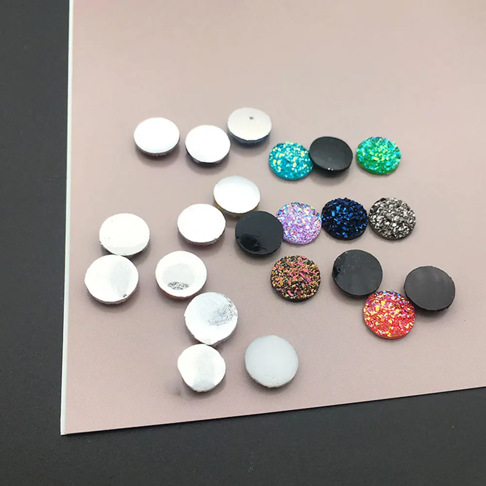100Pcs 12Mm Resin Rhinestone Set Transparent Round Flatback Sparkling DIY Embellishments for Necklace Bracelet Craft Projects