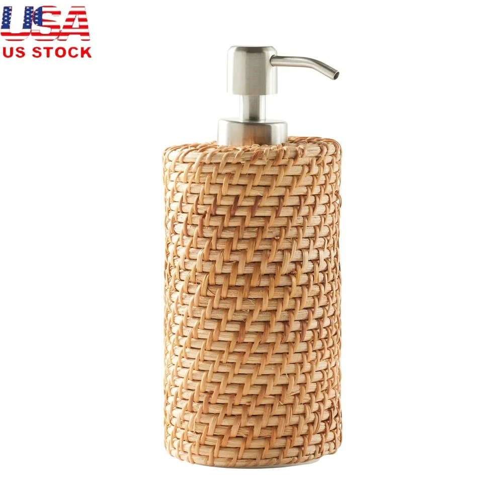 

Насос-дозатор для мыла из ротанга, прочный полиэтиленовый держатель для лосьона, деревенская ванная комната, кухня, экологически чистый насос, механизм, столешница