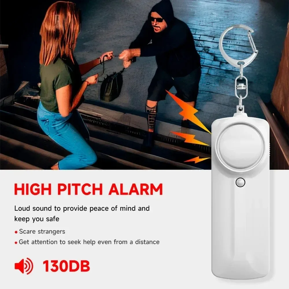 Personal Self Defense Alarm 130db Self Defense Siren Safety Alarm For Women Girl Personal Keychain Alarm with LED Alarm