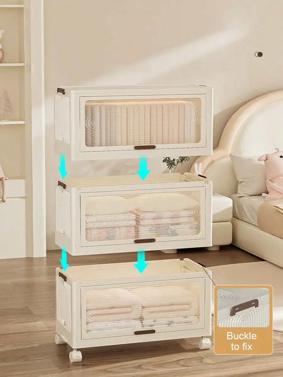 خزانة ملابس بلاستيكية، صناديق تخزين واسعة قابلة للتكديس مقاس 27.6 بوصة مع أغطية، صندوق تخزين متعدد الطبقات قابل للطي مع عجلات