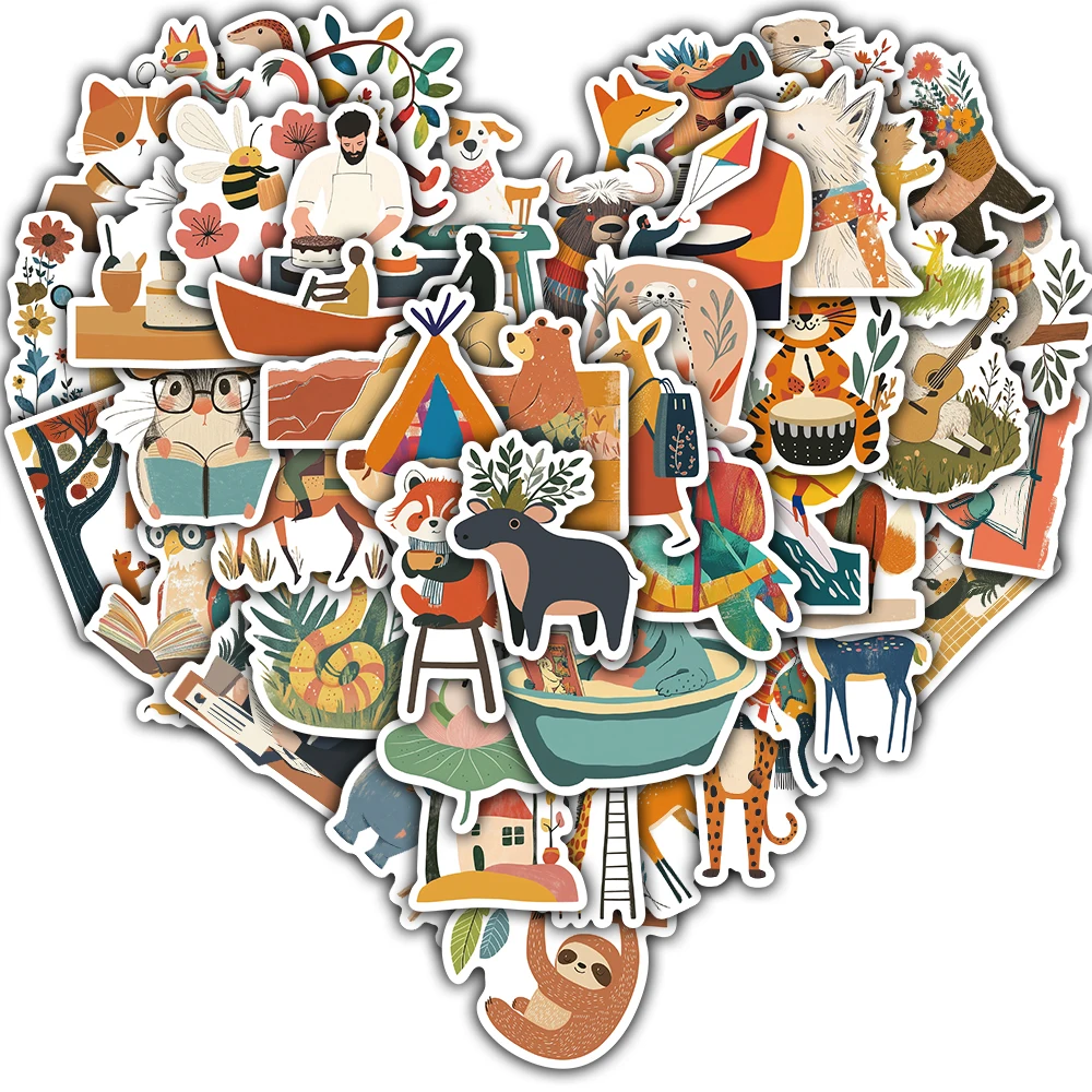 

50PCS Minimalist Storybook Illustrations Stickers Notebook Waterproof Phone Laptop Luggage Cases Water Desktop Graffit Sticker